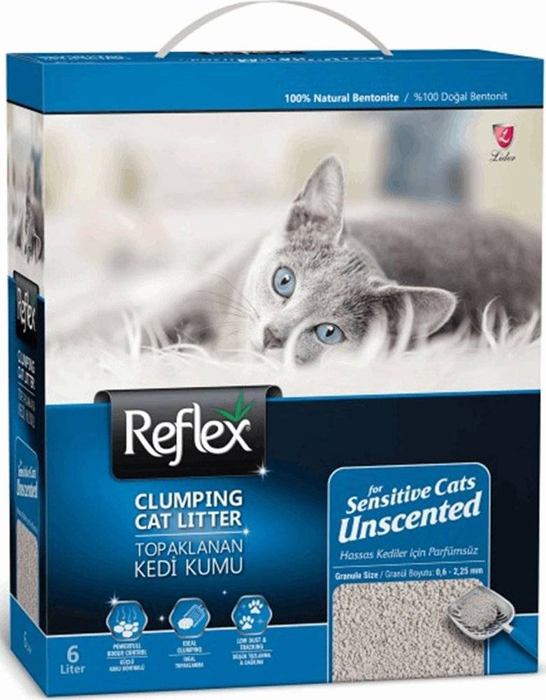 ΑΜΜΟΣ ΓΑΤΑΣ REFLEX CLUMPING CAT LITTER BENTONITE FOR SENSITIVE CATS UNSCENTED (6L)