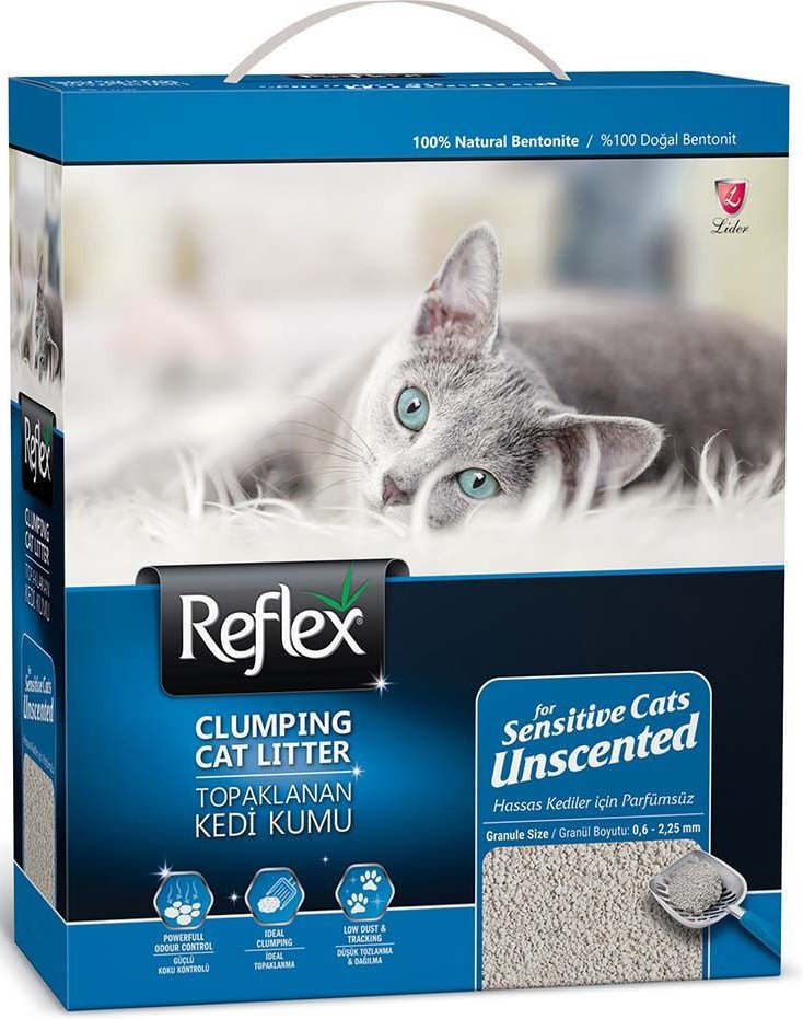 REFLEX ΑΜΜΟΣ ΓΑΤΑΣ REFLEX CLUMPING CAT LITTER BENTONITE FOR SENSITIVE CATS UNSCENTED (10L)