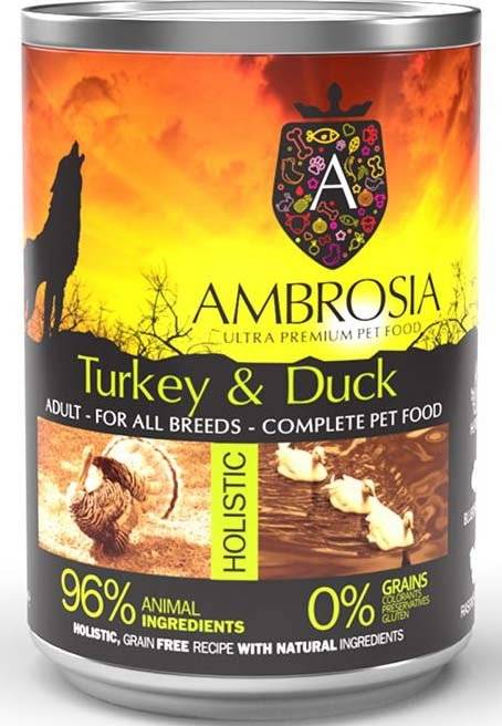 AMBROSIA ΚΟΝΣΕΡΒΑ ΣΚΥΛΟΥ AMBROSIA GRAIN FREE ADULT SENSITIVE ΓΑΛΟΠΟΥΛΑ - ΠΑΠΙΑ (400GR)