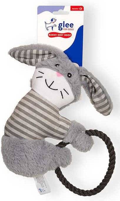 ΠΑΙΧΝΙΔΙ GLEE BUNNY GREY HOOP ROPE SQUEAKΥ (15X30CM) GLEE