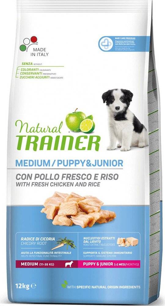 ΤΡΟΦΗ ΣΚΥΛΟΥ TRAINER NATURAL MEDIUM PUPPY - JUNIOR ΚΟΤΟΠΟΥΛΟ (12KG)