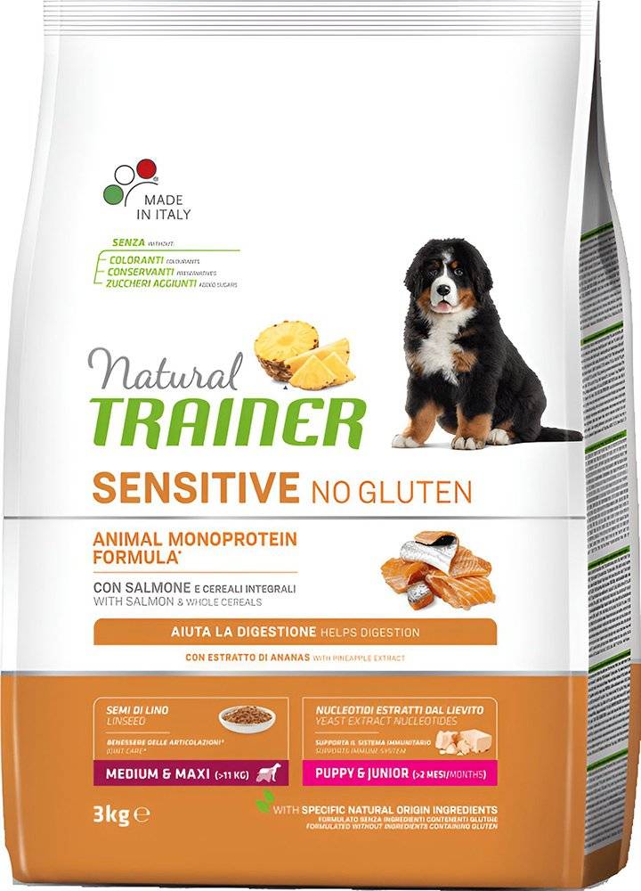 ΤΡΟΦΗ ΣΚΥΛΟΥ TRAINER SENSITIVE PUPPY JUNIOR Μ/Μ ΣΟΛΩΜΟΣ (3KG)