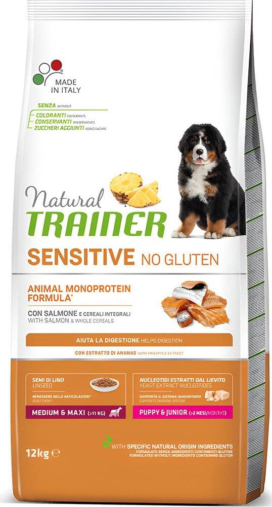 ΤΡΟΦΗ ΣΚΥΛΟΥ TRAINER SENSITIVE PUPPY JUNIOR Μ/Μ ΣΟΛΩΜΟΣ (12KG)