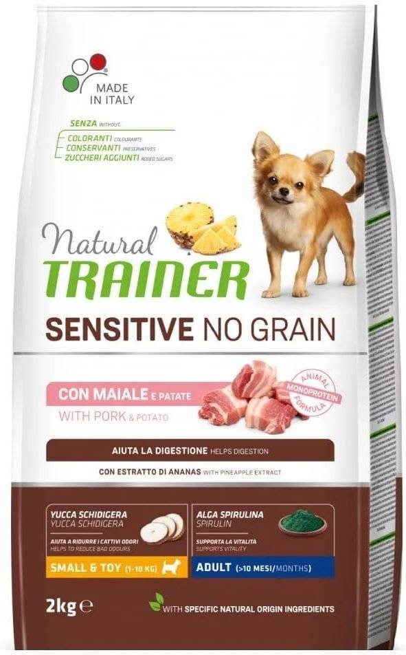 ΤΡΟΦΗ ΣΚΥΛΟΥ TRAINER SENSITIVE NO GRAIN ADULT MINI ΧΟΙΡΙΝΟ (2KG)