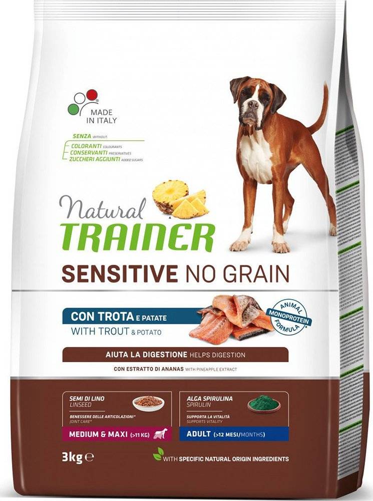 ΤΡΟΦΗ ΣΚΥΛΟΥ TRAINER SENSITIVE NO GRAIN ADULT M/M ΠΕΣΤΡΟΦΑ (3KG)