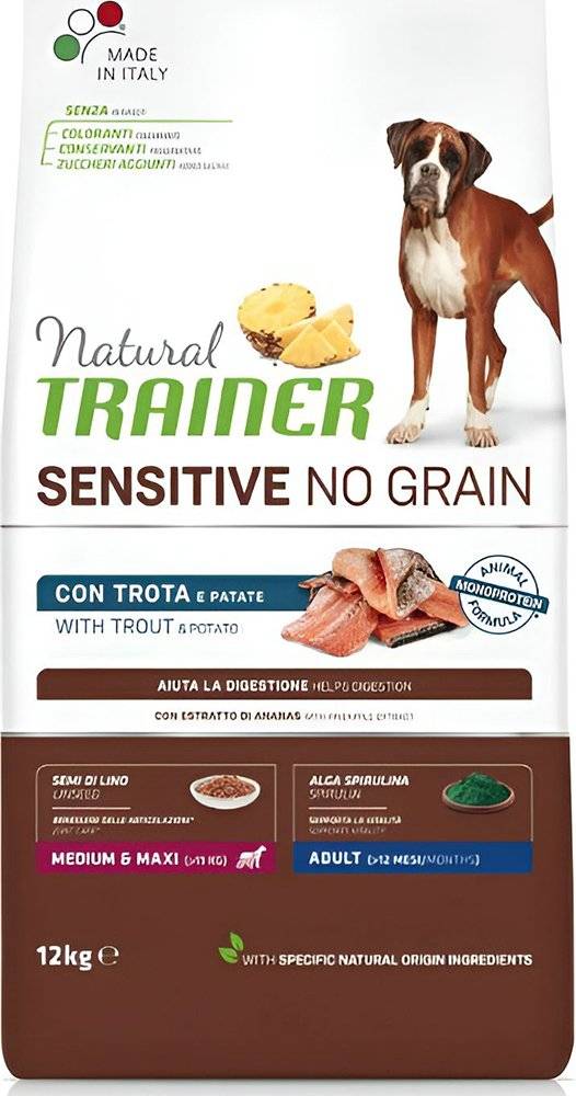 ΤΡΟΦΗ ΣΚΥΛΟΥ TRAINER SENSITIVE NO GRAIN ADULT M/M ΠΕΣΤΡΟΦΑ (12KG)