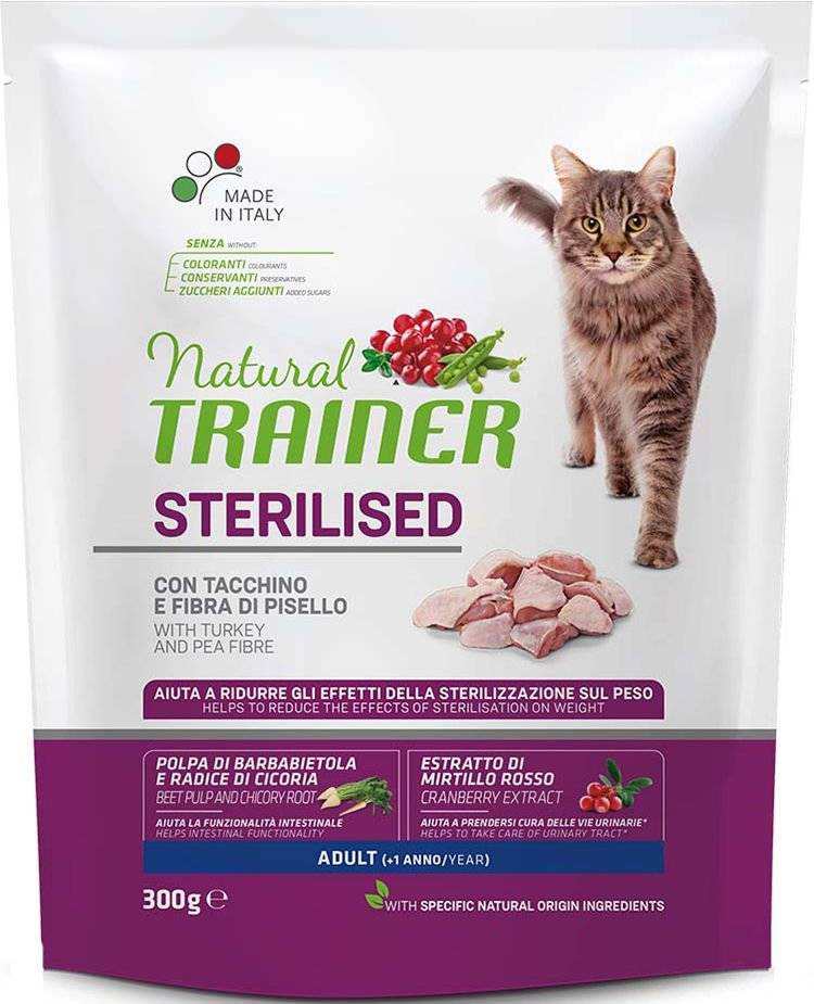 ΤΡΟΦΗ ΓΑΤΑΣ TRAINER NATURAL CAT ADULT STERILISED ΛΕΥΚΑ ΚΡΕΑΤΑ (300GR)