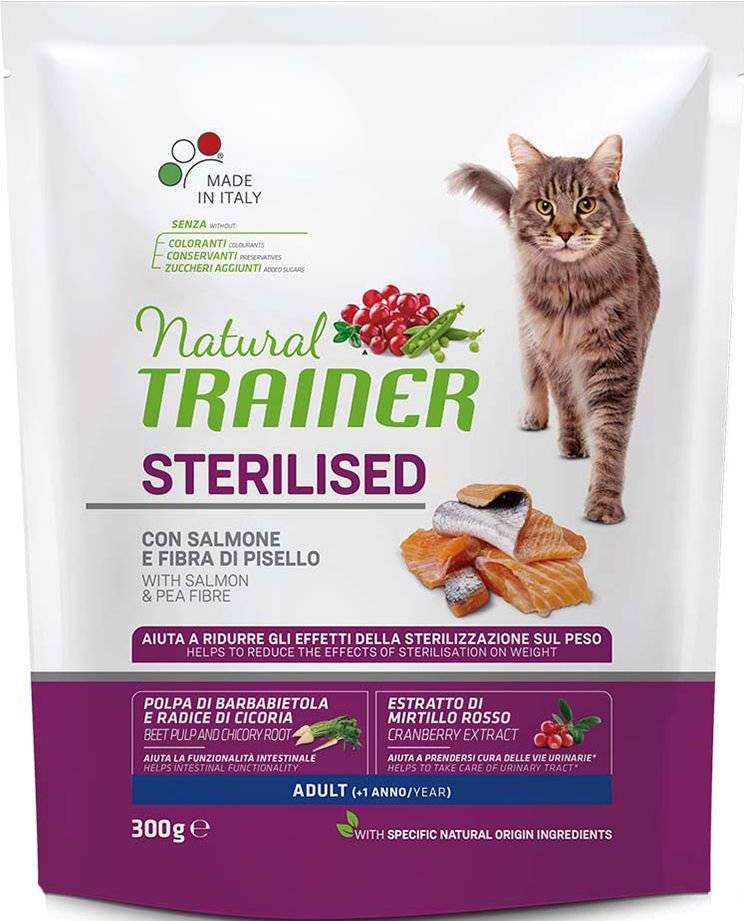 ΤΡΟΦΗ ΓΑΤΑΣ TRAINER NATURAL ADULT STERILISED ΣΟΛΩΜΟΣ (300GR) TRAINER