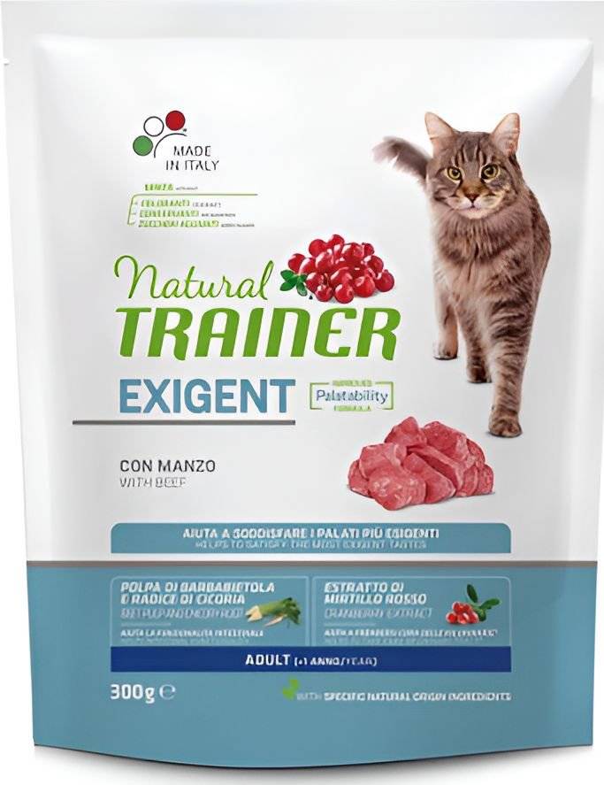 ΤΡΟΦΗ ΓΑΤΑΣ TRAINER NATURAL CAT EXIGENT ΒΟΔΙΝΟ ΚΟΤΟΠΟΥΛΟ (300GR) TRAINER