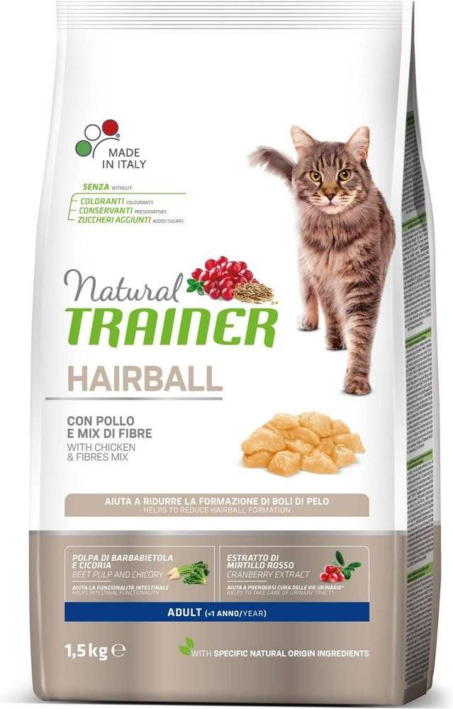 ΤΡΟΦΗ ΓΑΤΑΣ TRAINER NATURAL CAT HAIRBALL ΚΟΤΟΠΟΥΛΟ (1,5KG) TRAINER