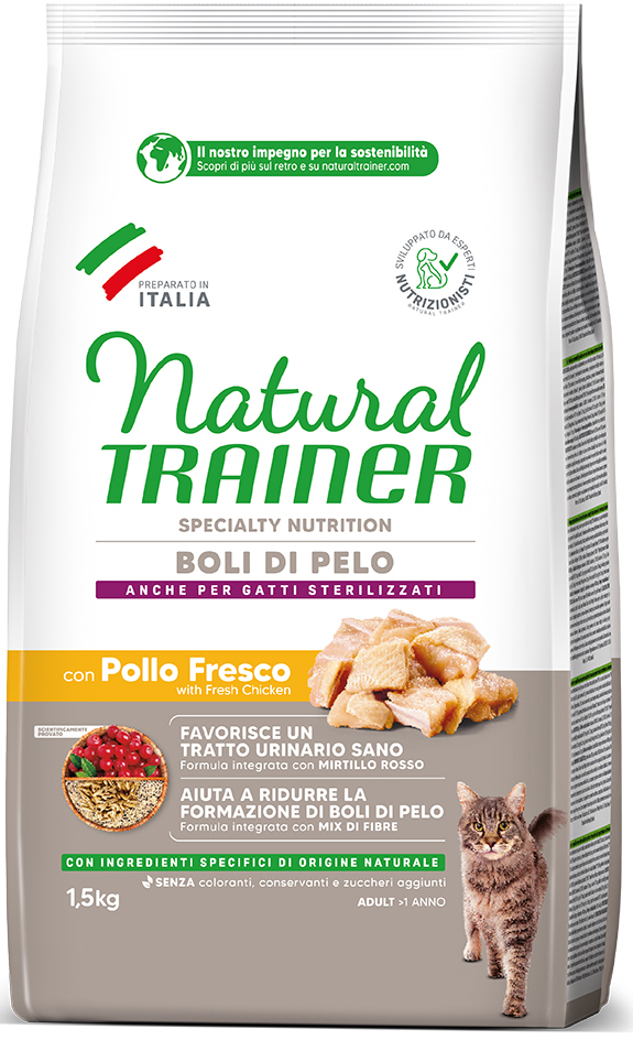 ΤΡΟΦΗ ΓΑΤΑΣ TRAINER NATURAL CAT HAIRBALL ΚΟΤΟΠΟΥΛΟ (1,5KG) TRAINER