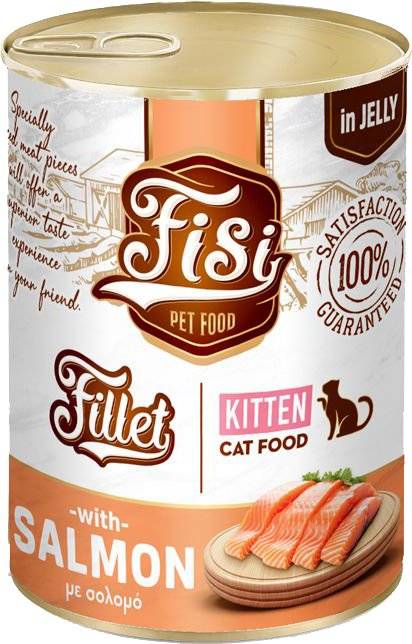 ΚΟΝΣΕΡΒΑ ΓΑΤΑΣ FISI FILLET KITTEN ΣΟΛΟΜΟΣ ΣΕ ΖΕΛΕ (400GR) FISI