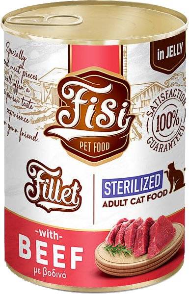 FISI ΚΟΝΣΕΡΒΑ ΓΑΤΑΣ FISI STERILIZED ΜΟΣΧΑΡΙ ΣΕ ΖΕΛΕ (400GR)