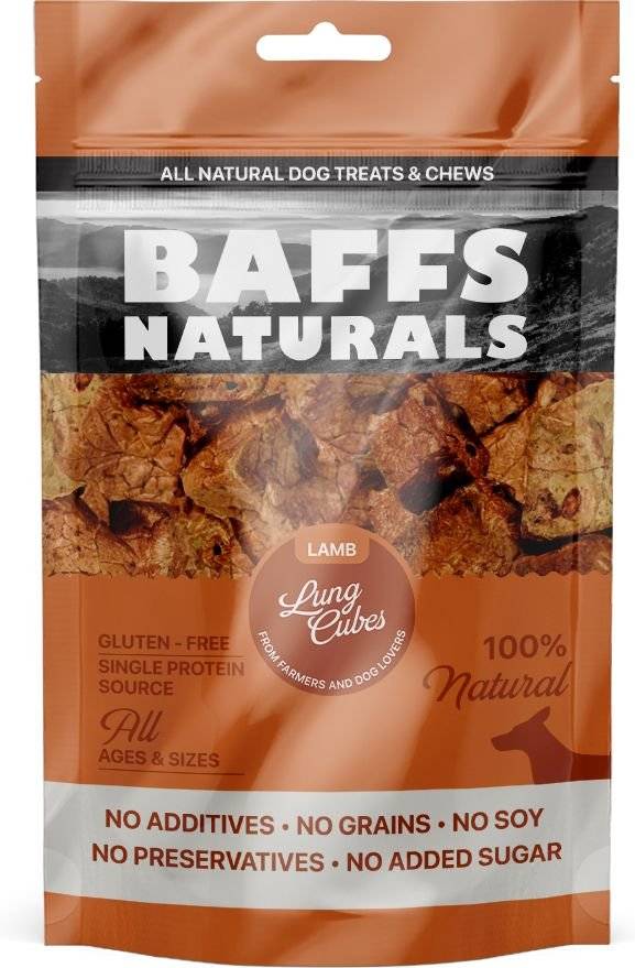 BAFFS NATURALS ΣΝΑΚ BAFFS NATURALS LUNG CUBES ΑΡΝΙ (100GR)