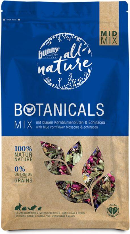 ΣΥΜΠΛΗΡΩΜΑΤΙΚΗ ΤΡΟΦΗ BUNNY NATURE BOTANICALS MID MIX ΑΝΘΗ ΜΠΛΕ ΚΕΝΤΑΥΡΙΑΣ - ΕΧΙΝΑΚΕΙΑ (120GR) BUNNY NATURE