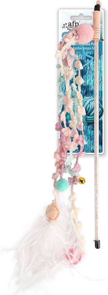 AFP ΠΑΙΧΝΙΔΙ ΓΑΤΑΣ AFP KNOTTY HABIT LONG BUTTERFLY WAND ΡΟΖ (50X3X2CM)