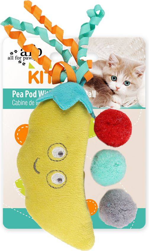 AFP ΠΑΙΧΝΙΔΙ ΓΑΤΑΣ AFP KITTY POMPOM PEA POD (14X5X5X4CM)