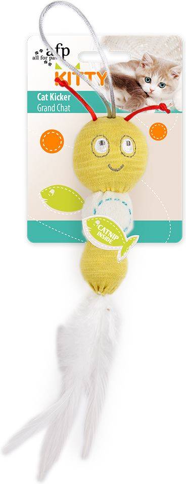 ΠΑΙΧΝΙΔΙ ΓΑΤΑΣ AFP FEATHER CATERPILLAR ΚΙΤΡΙΝΟ (29X5X3CM)