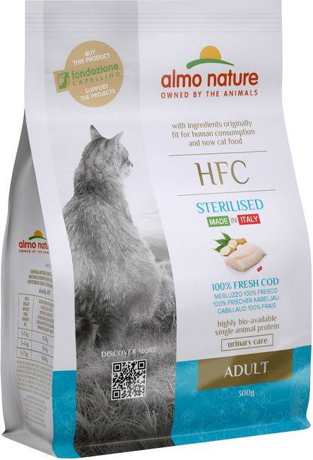 ALMO NATURE ΞΗΡΑ ΤΡΟΦΗ ΓΑΤΑΣ ALMO NATURE HFC ADULT STERILIZED ΒΑΚΑΛΑΟΣ (300GR)