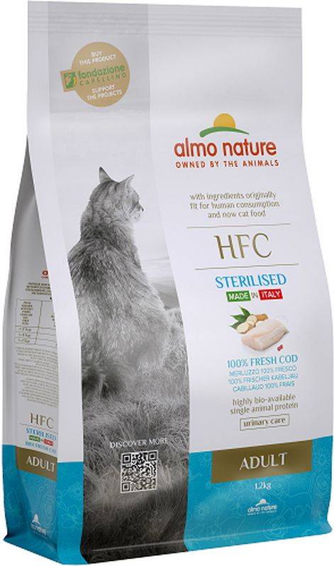 ΞΗΡΑ ΤΡΟΦΗ ΓΑΤΑΣ ALMO NATURE HFC ADULT STERILIZED ΒΑΚΑΛΑΟΣ (1,2KG)