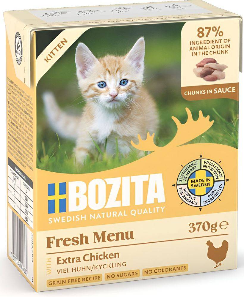 BOZITA ΚΟΝΣΕΡΒΑ BOZITA CHUNKS KITTEN ΣΕ ΣΑΛΤΣΑ ΚΟΤΟΠΟΥΛΟ (370GR)