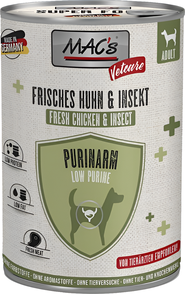 MACS ΚΟΝΣΕΡΒΑ ΣΚΥΛΟΥ MACS DOG VETCARE LOW PURINE ΚΟΤΟΠΟΥΛΟ ΕΝΤΟΜΑ (400GR)