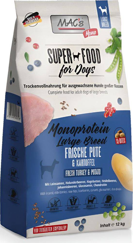 ΤΡΟΦΗ ΣΚΥΛΟΥ MACS DOG MONO LARGE BREED GRAIN FREE ΓΑΛΟΠΟΥΛΑ ΠΑΤΑΤΑ (12KG) MACS