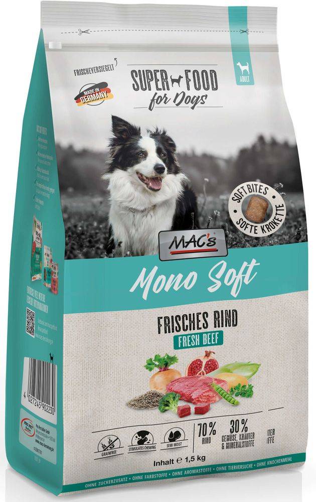 ΤΡΟΦΗ ΣΚΥΛΟΥ MACS DOG MONO GRAIN FREE SOFT ADULT ΜΟΣΧΑΡΙ (1,5KG) MACS