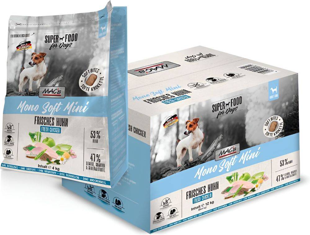 MACS ΤΡΟΦΗ ΣΚΥΛΟΥ MACS DOG MONO SOFT MINI GRAIN FREE ΚΟΤΟΠΟΥΛΟ (12KG / 3X4KG)