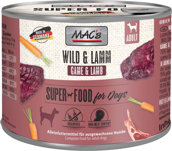 ΚΟΝΣΕΡΒΑ ΣΚΥΛΟΥ MACS GRAIN FREE ΚΥΝΗΓΙ - ΑΡΝΙ (200GR)