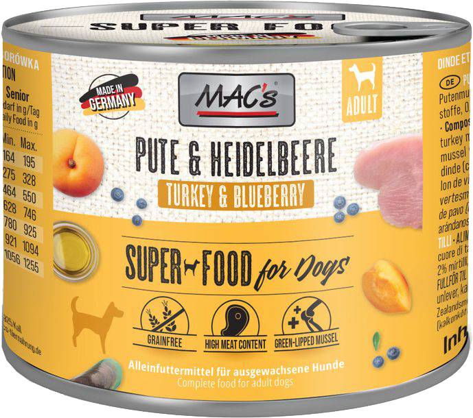 MACS ΚΟΝΣΕΡΒΑ ΣΚΥΛΟΥ MACS GRAIN FREE ΓΑΛΟΠΟΥΛΑ - ΜΥΡΤΙΛΑ (200GR)