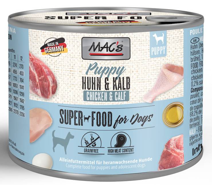 ΚΟΝΣΕΡΒΑ ΣΚΥΛΟΥ MACS GRAIN FREE PUPPY ΜΕ ΚΟΤΟΠΟΥΛΟ - ΜΟΣΧΑΡΑΚΙ (200GR) MACS