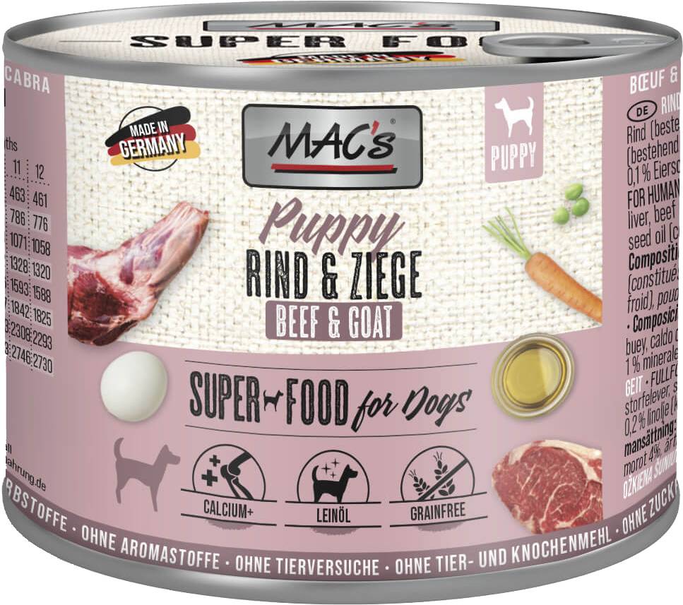 MACS ΚΟΝΣΕΡΒΑ ΣΚΥΛΟΥ MACS GRAIN FREE PUPPY ΜΕ ΒΟΔΙΝΟ - ΚΑΤΣΙΚΙ (200GR)