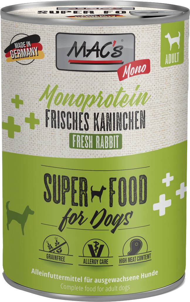 ΚΟΝΣΕΡΒΑ ΣΚΥΛΟΥ MACS GRAIN FREE MONO SENSITIVE ΚΟΥΝΕΛΙ (400GR)