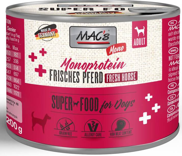 ΚΟΝΣΕΡΒΑ ΣΚΥΛΟΥ MACS GRAIN FREE MONO SENSITIVE ΑΛΟΓΟ (200GR) MACS