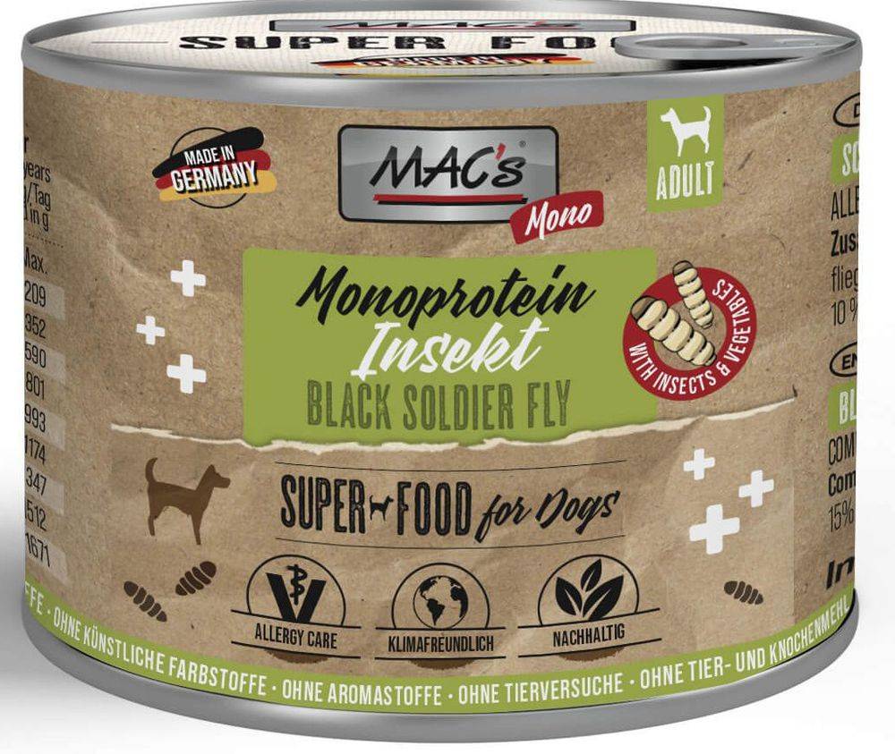 ΚΟΝΣΕΡΒΑ ΣΚΥΛΟΥ MACS GRAIN FREE MONO ΜΕ ΕΝΤΟΜΑ (180GR) MACS