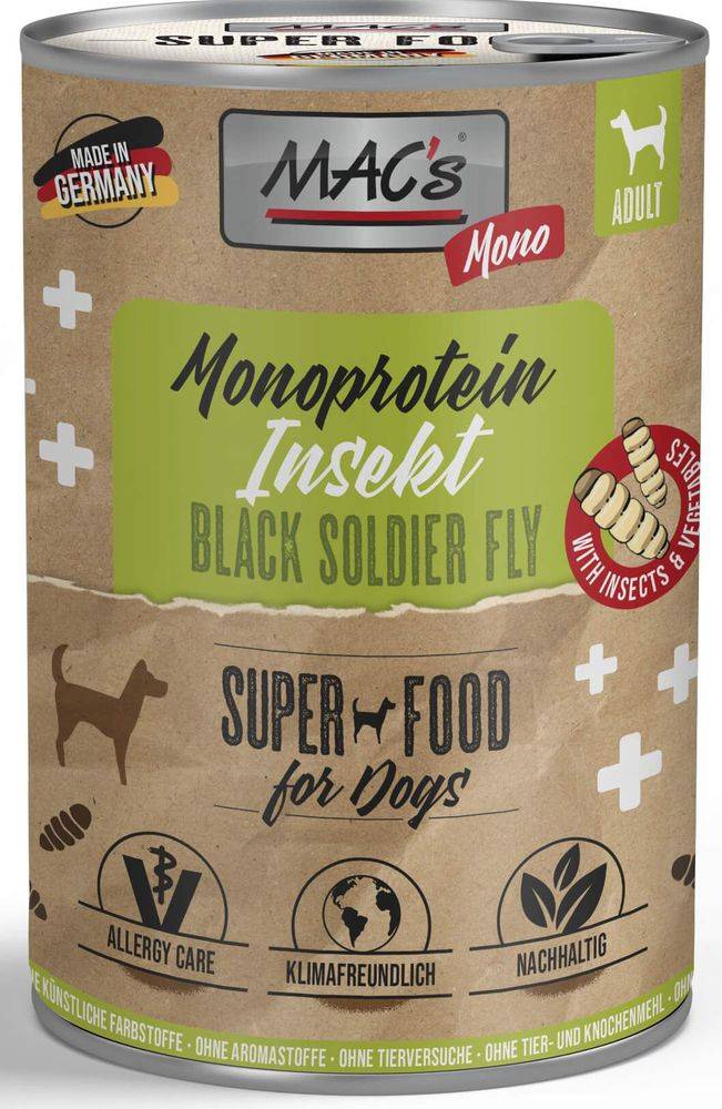 ΚΟΝΣΕΡΒΑ ΣΚΥΛΟΥ MACS GRAIN FREE MONO ΜΕ ΕΝΤΟΜΑ (375GR)
