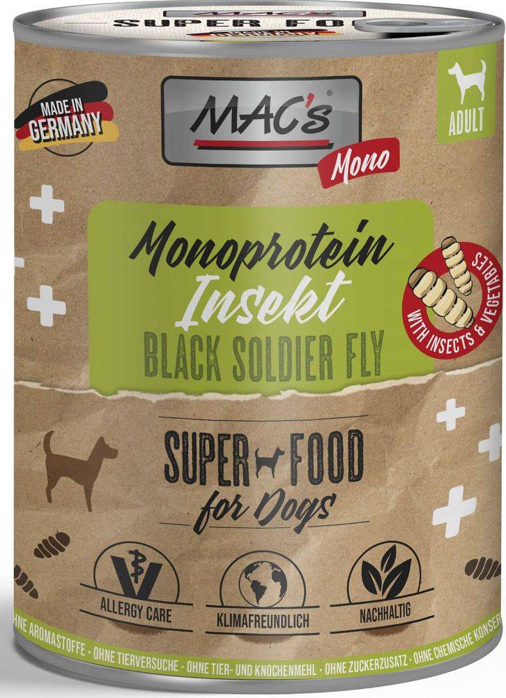 ΚΟΝΣΕΡΒΑ ΣΚΥΛΟΥ MACS GRAIN FREE MONO ΜΕ ΕΝΤΟΜΑ (750GR)