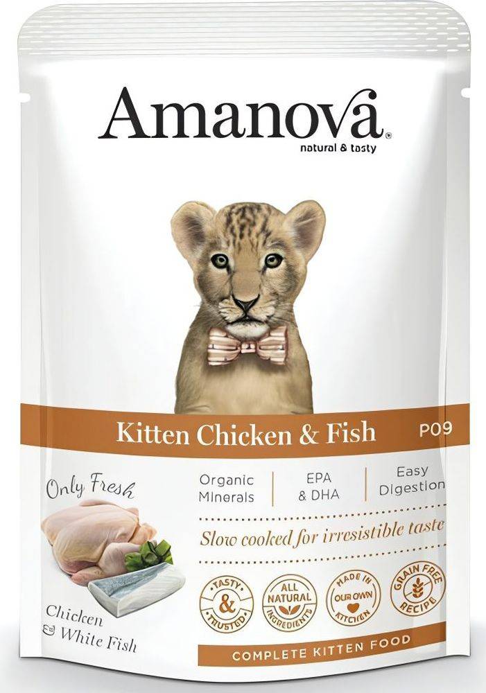 ΦΑΚΕΛΑΚΙ ΓΑΤΑΣ AMANOVA KITTEN ΚΟΤΟΠΟΥΛΟ - ΨΑΡΙ (85GR)