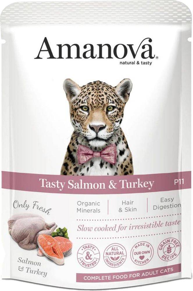 ΦΑΚΕΛΑΚΙ ΓΑΤΑΣ AMANOVA ADULT TASTY ΣΟΛΟΜΟΣ - ΓΑΛΟΠΟΥΛΑ (85GR)