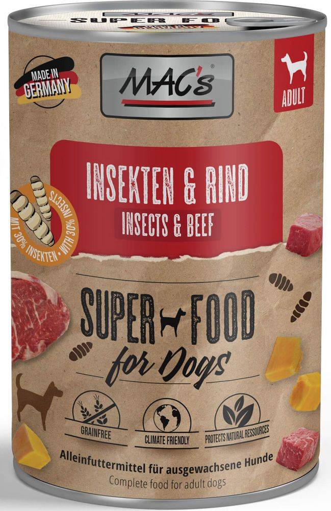 ΚΟΝΣΕΡΒΑ ΣΚΥΛΟΥ MACS GRAIN FREE MONO ΜΕ ΕΝΤΟΜΑ - ΒΟΔΙΝΟ (400GR) MACS