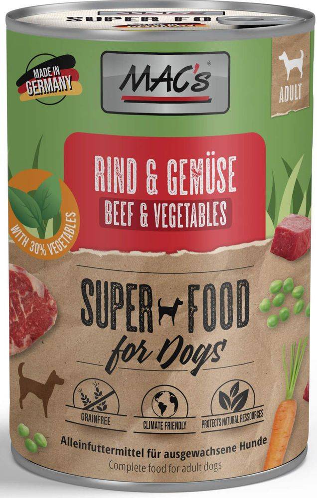 ΚΟΝΣΕΡΒΑ ΣΚΥΛΟΥ MACS GRAIN FREE CLIMATE FRIENDLY MENU ΒΟΔΙΝΟ ΛΑΧΑΝΙΚΑ (400GR)