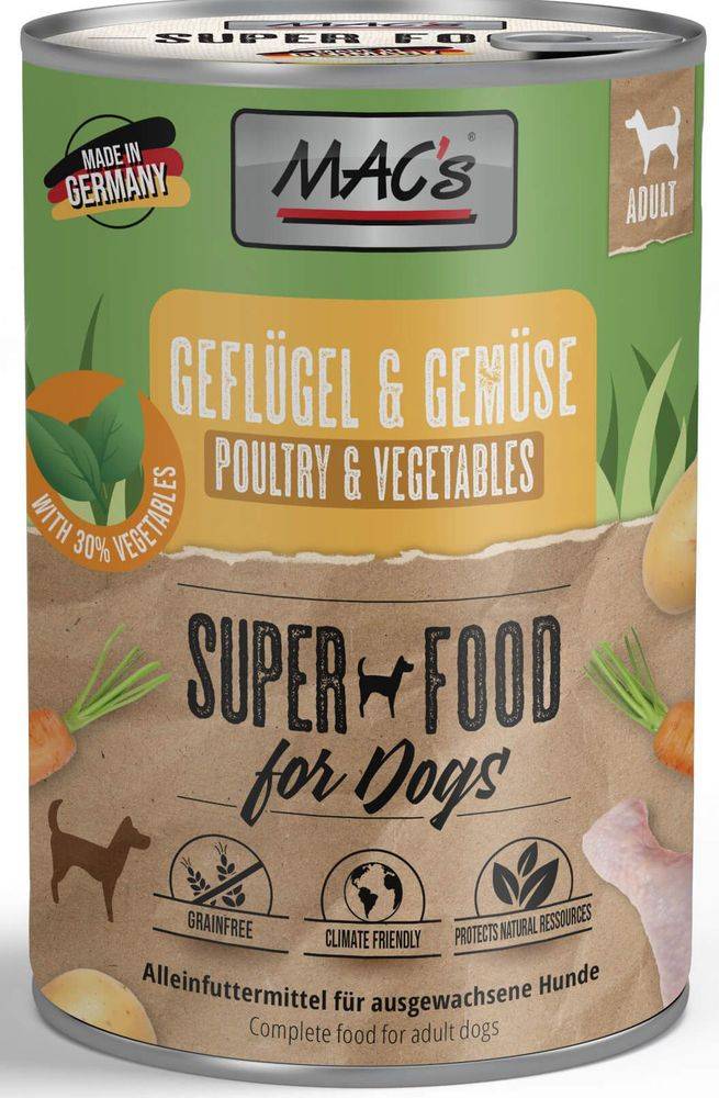 ΚΟΝΣΕΡΒΑ ΣΚΥΛΟΥ MACS GRAIN FREE CLIMATE FRIENDLY MENU ΠΟΥΛΕΡΙΚΑ - ΛΑΧΑΝΙΚΑ (400GR)