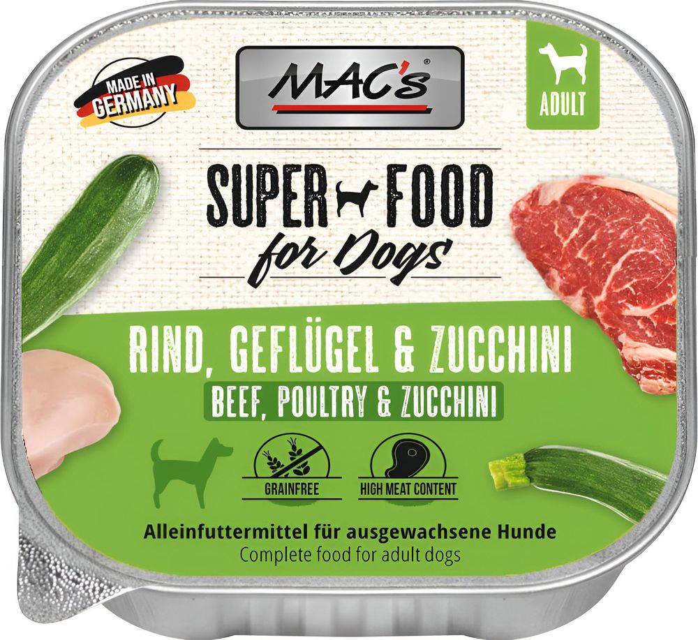 ΥΓΡΗ ΤΡΟΦΗ ΣΚΥΛΟΥ MACS DOG TRAY ΜΕ ΒΟΔΙΝΟ ΠΟΥΛΕΡΙΚΑ - ΚΟΛΟΚΥΘΑΚΙ (150GR) MACS