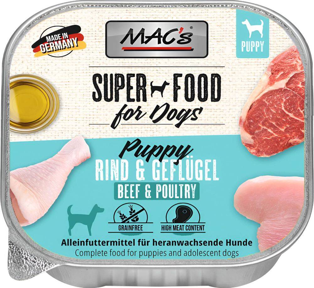 ΥΓΡΗ ΤΡΟΦΗ ΣΚΥΛΟΥ MACS DOG TRAY ΜΕ ΒΟΔΙΝΟ- ΠΟΥΛΕΡΙΚΑ (150GR) MACS