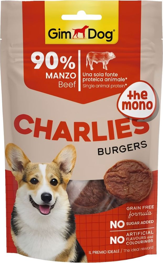 GIMDOG ΣΝΑΚ ΣΚΥΛΟΥ GIMDOG CHARLIES THE MONO BURGERS ΜΟΣΧΑΡΙ (70GR)