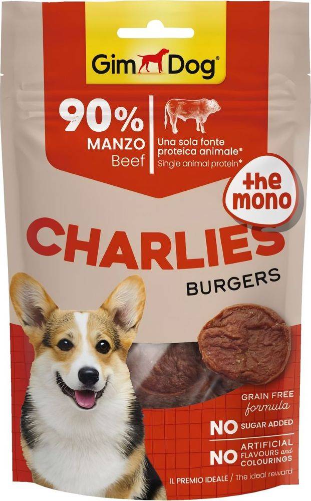 GIMDOG ΣΝΑΚ ΣΚΥΛΟΥ GIMDOG CHARLIES THE MONO BURGERS ΜΟΣΧΑΡΙ (70GR)