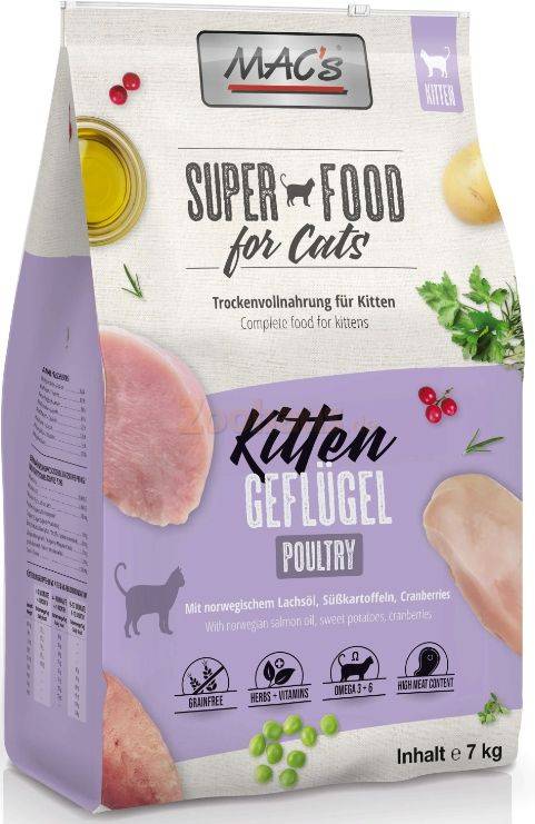 ΤΡΟΦΗ ΓΑΤΑΣ MACS KITTEN GRAIN FREE ΜΕ ΠΟΥΛΕΡΙΚΑ (7KG)
