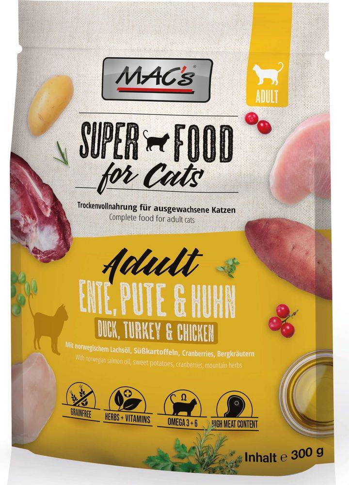 ΤΡΟΦΗ ΓΑΤΑΣ MACS ADULT GRAIN FREE ΠΑΠΙΑ ΓΑΛΟΠΟΥΛΑ ΚΟΤΟΠΟΥΛΟ (300GR) MACS
