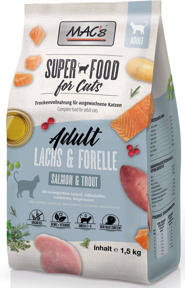 ΤΡΟΦΗ ΓΑΤΑΣ MACS ADULT GRAIN FREE ΣΟΛΟΜΟΣ - ΠΕΣΤΡΟΦΑ (1,5KG) MACS